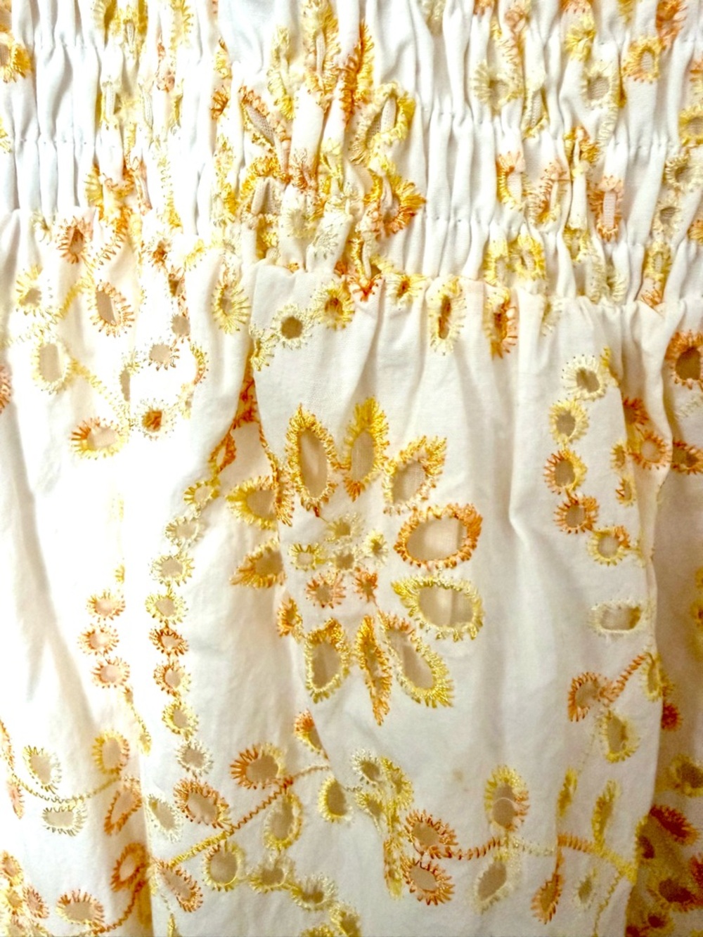 Adorable Greylin White Mini Dress with Yellow Eyelet Embroidery - Picture 2 of 5